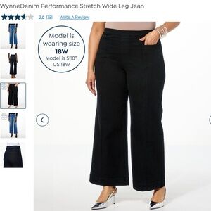 WynneDenim Performance Stretch Indigo Blue Wide Leg Jean Size 14